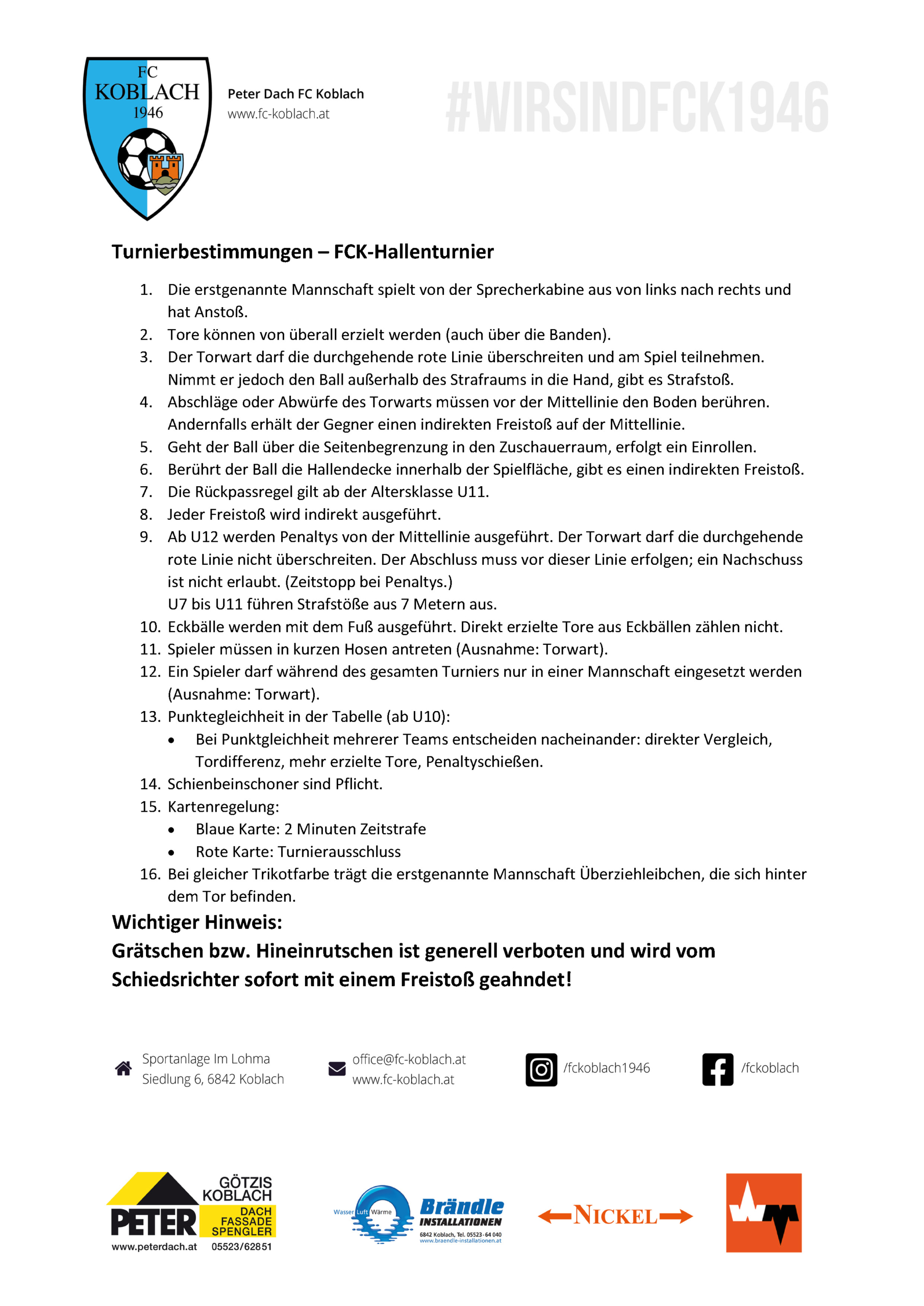 Turnierbestimmungen FCK